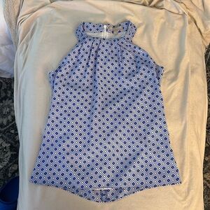Banana Republic Sleeveless Blue & White Blouse